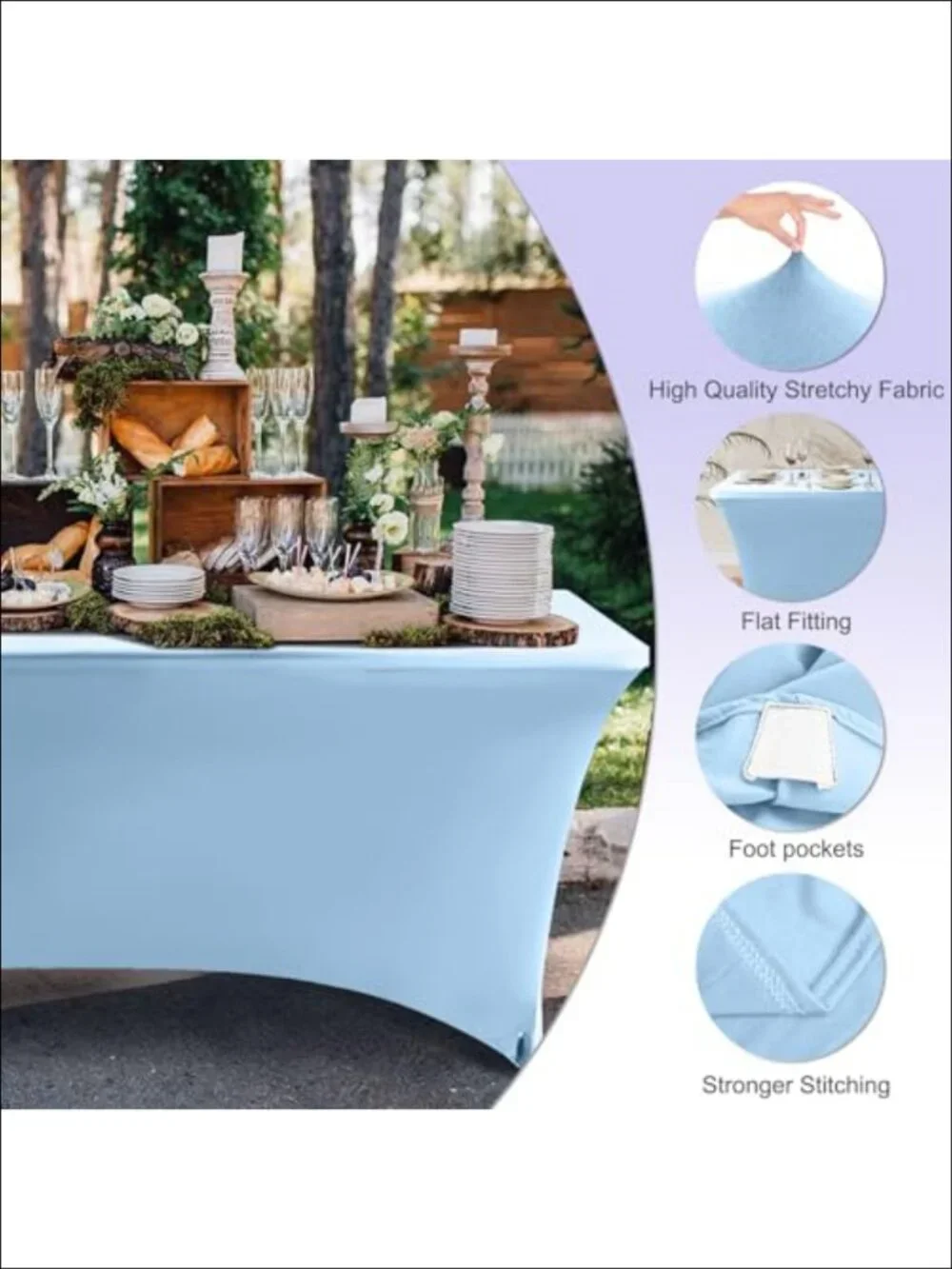 Spandex Table Cover Stretch Fitted Tablecloth 6FT Rectangular